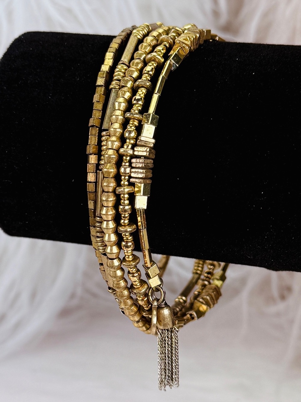 Stella and Dot Bohemian chic aged goldtone wrap bracelet Beaded Bracelet